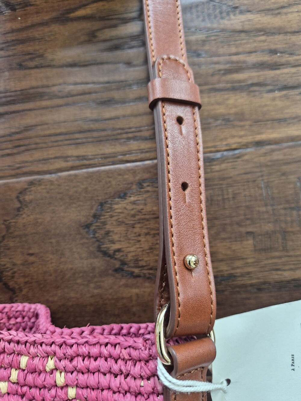 * NWT* [Sezane] Farrow Bucket Bag In Bougainvillia, Raffia - Picture 13 of 16